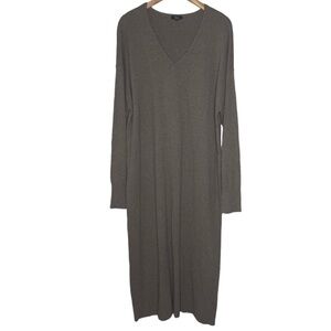 Rails Latte Brown Margot Knit Cotton Cashmere Blend V-Neck Sweater Dress Midi XL